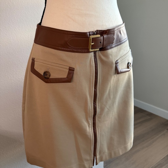 Lauren Ralph Lauren Dresses & Skirts - Lauren Ralph Lauren Beige Mini Skirt with Brown Trim
